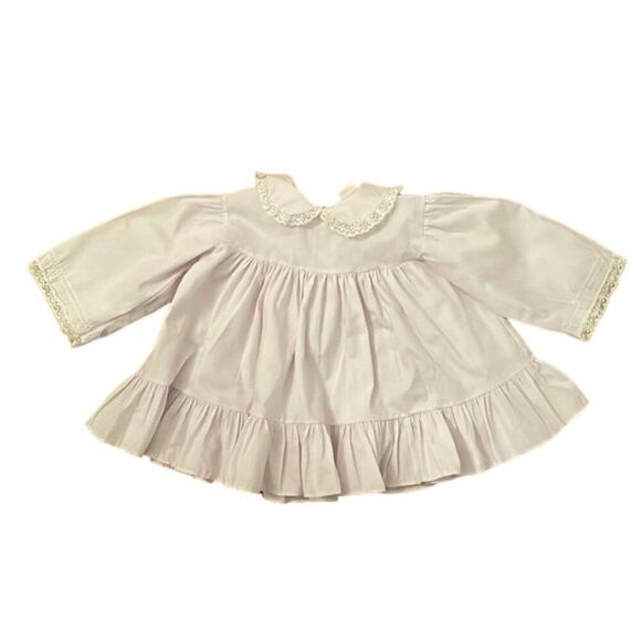 Bryan Vintage Pink Dress Infant Size 18 Months Made in USA Lace Trim - Picture 1 of 11